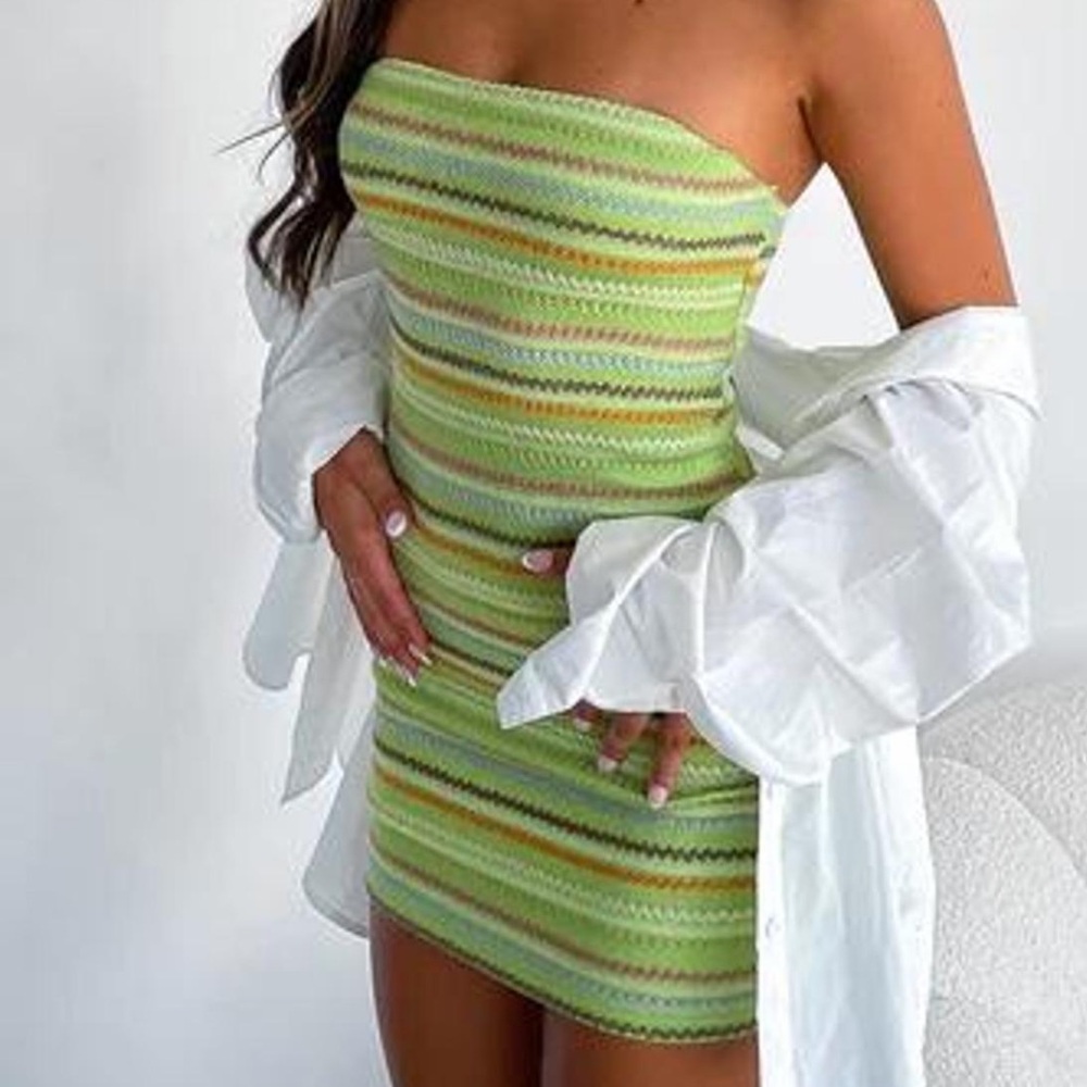 BRAND NEW Whitefox Boutique Fake Smile Strapless Mini Dress Green XS